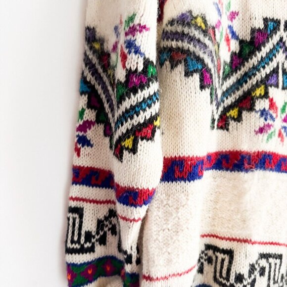 Vintage Wool Angora Blend Southwestern Print Unique Pullover M - Picture 4 of 6